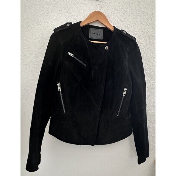 BLANKNYC Women’s Motorcycle Jacket Suede Zip Up Black Size M Bikers Classic Lux